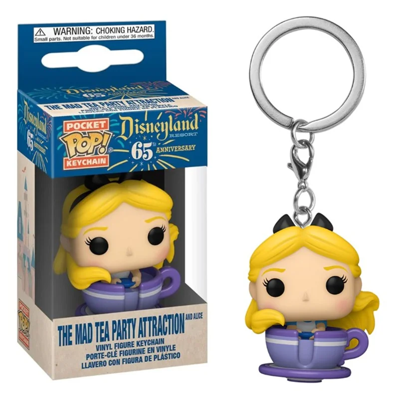 FUNKO Pop Disneyland the Mad Tea Party atracción y Alice vinilo figura llavero juguetes muñeca coleccionable bolsillo Pop llavero juguete