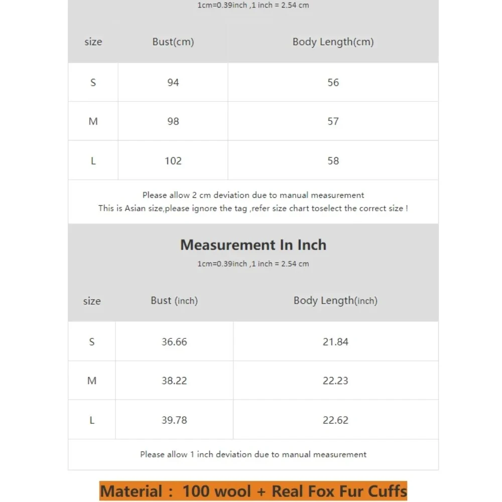 Real Natural Fox Fur Jacket Cuff Ladies Wool Outwear Female Cashmere Woolen Coat Women 2024 New Winter Real Natural Fox Fur Coat