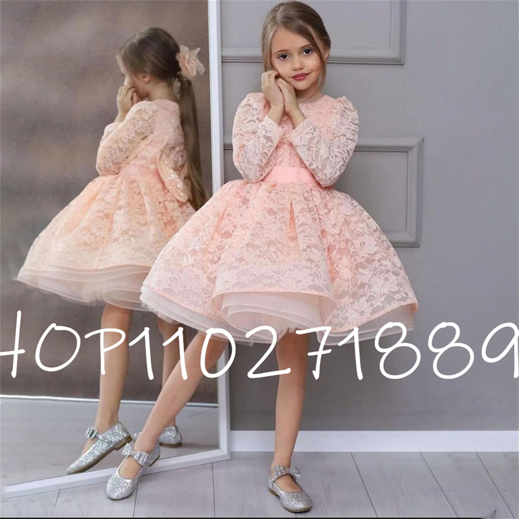 

Puff Sleeves Girl Dress High-Low Flower Girl Dresses Cute Baby Gril Wedding Party Dress Princess Dress First Communion Dress