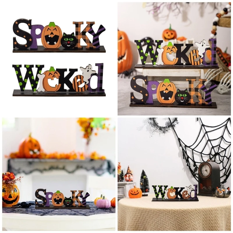 Eerie Crafted Ornament Stylish Halloween Letter Ornament Decoration for Enthusiastic Decorators