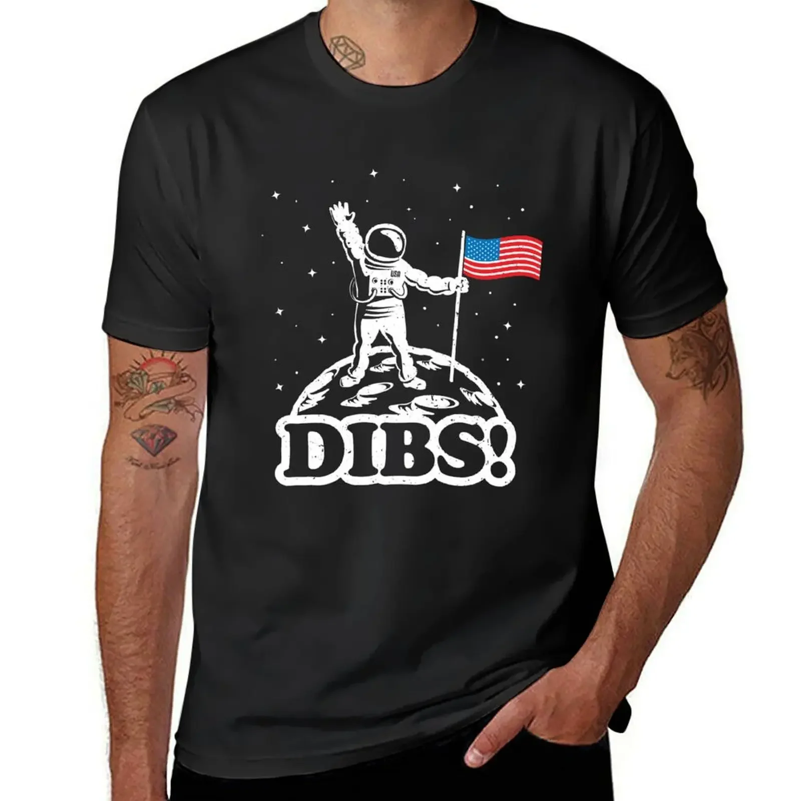 

Astronaut Dibs on Moon America T-Shirt sweat plus size tops basketball graphic tees shirts men