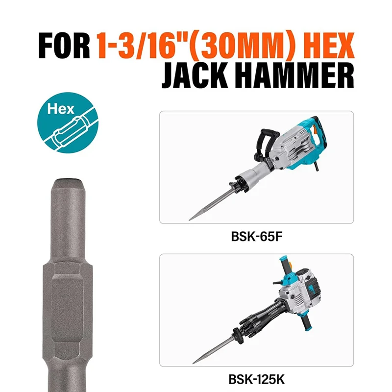 B97A-1-3/16 Inch Hex Scaling Chisel, 3 X 16 In. Steel Scraping Chisel Tile Removal Bit For Electric Demolition Jack Hammer