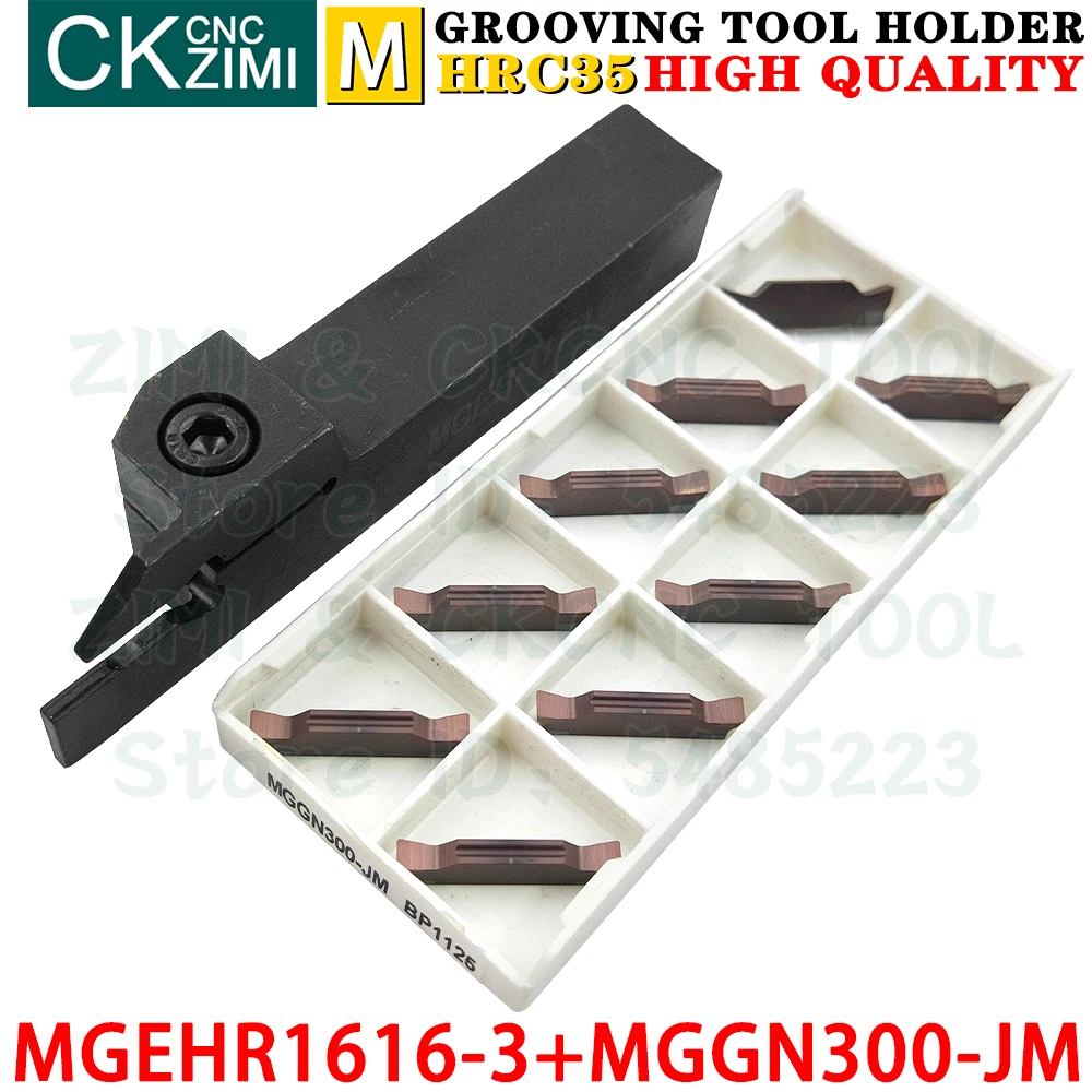 MGEHR1616-3 MGEHR 1616 3mm Suporte de ferramenta de ranhuramento Suporte com fenda de corte + MGGN300-JM MGGN 300 Ferramentas de insertos de metal duro para insertos de ranhura Ferramentas de corte de torneamento CNC
