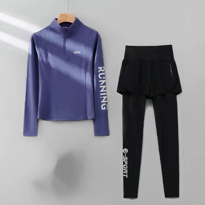 Running suit women's new half zipper student photoshoot, long sleeved slimming professional sports quick drying suit set