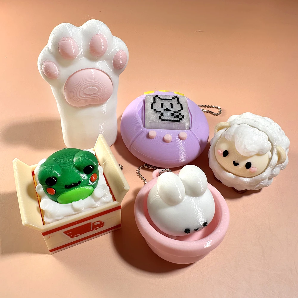 Calming Keychain Keys Finger Button Anti-stress Toys Funny Cat-paw pencil alien Y2K Decompression Gifts for Children Adults