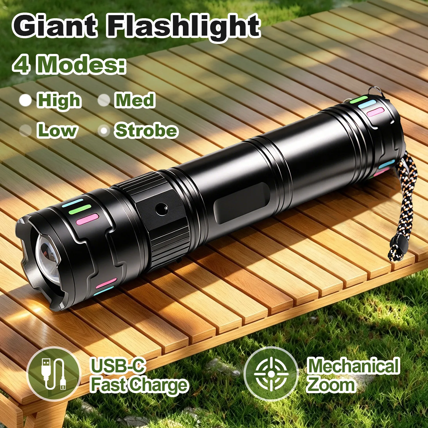 TOJUMPX Super Bright Flashlight 1800 Lumens, 14400mAh Rechargeable Powerful Flashlight 64+ Hours Runtime, Zoomable Large Flashlight, LED Big Flashlight High Lumens, for Emergency Camping Outdoor