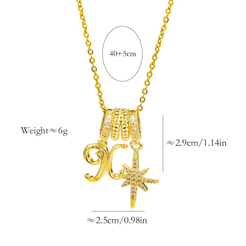 Top Luxury 18K Gold Plated Zircon Crystal Charm Pendant Necklaces For Women Female Daily Wear Stainless Steel Neck Chain Jewelry