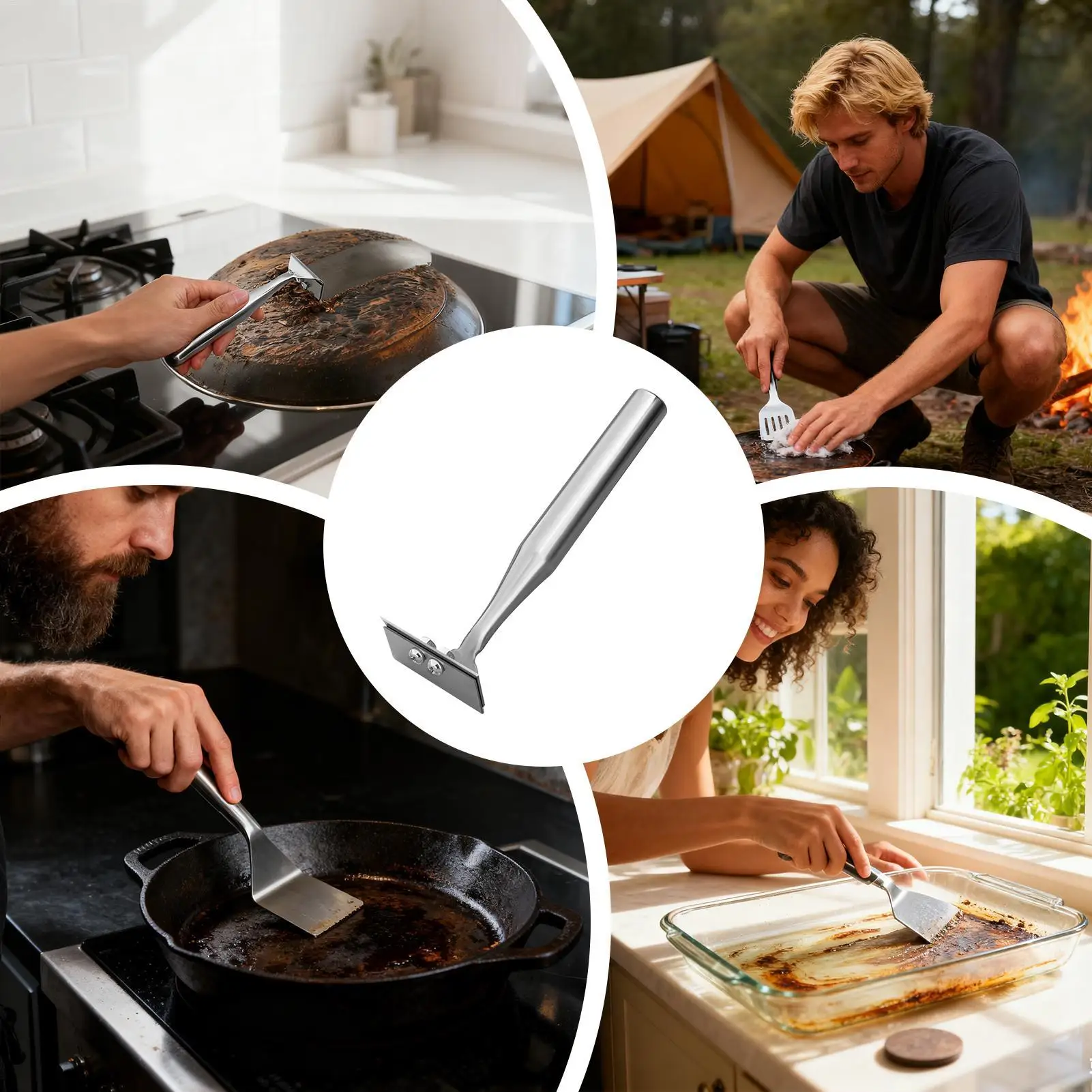 Kitchen Scraper Dishwasher Safe Rust-Proof Stain Removal Gadget Scraper Tool Cleaning For Kitchen Floor Sticker Stain Frost Ice