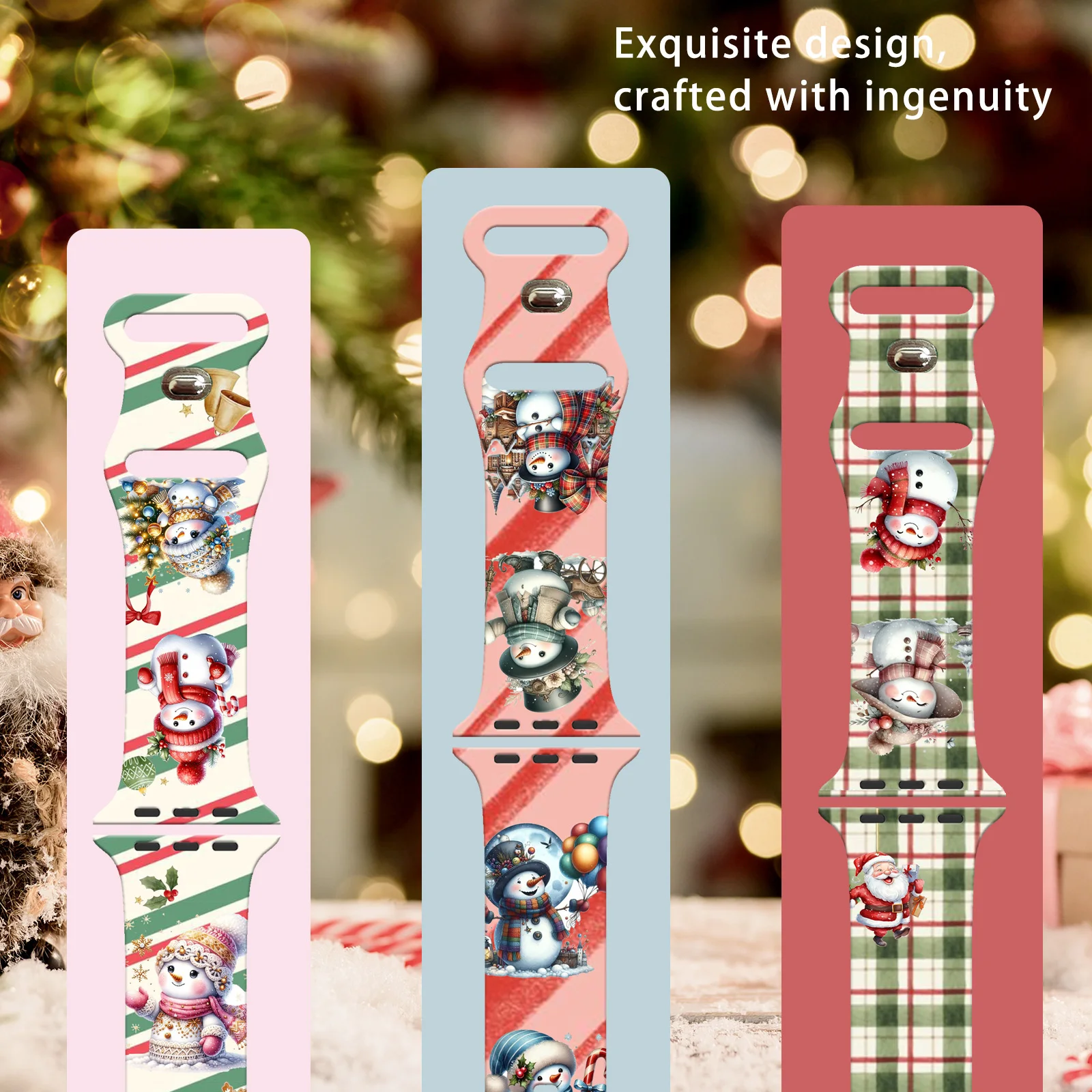 Snowy Night, Cute stars Printed Strap for Apple Watch 46mm 45mm 42mm 40mm Watchband Replaceable Bracelet for iWatch 10 9 8 Band