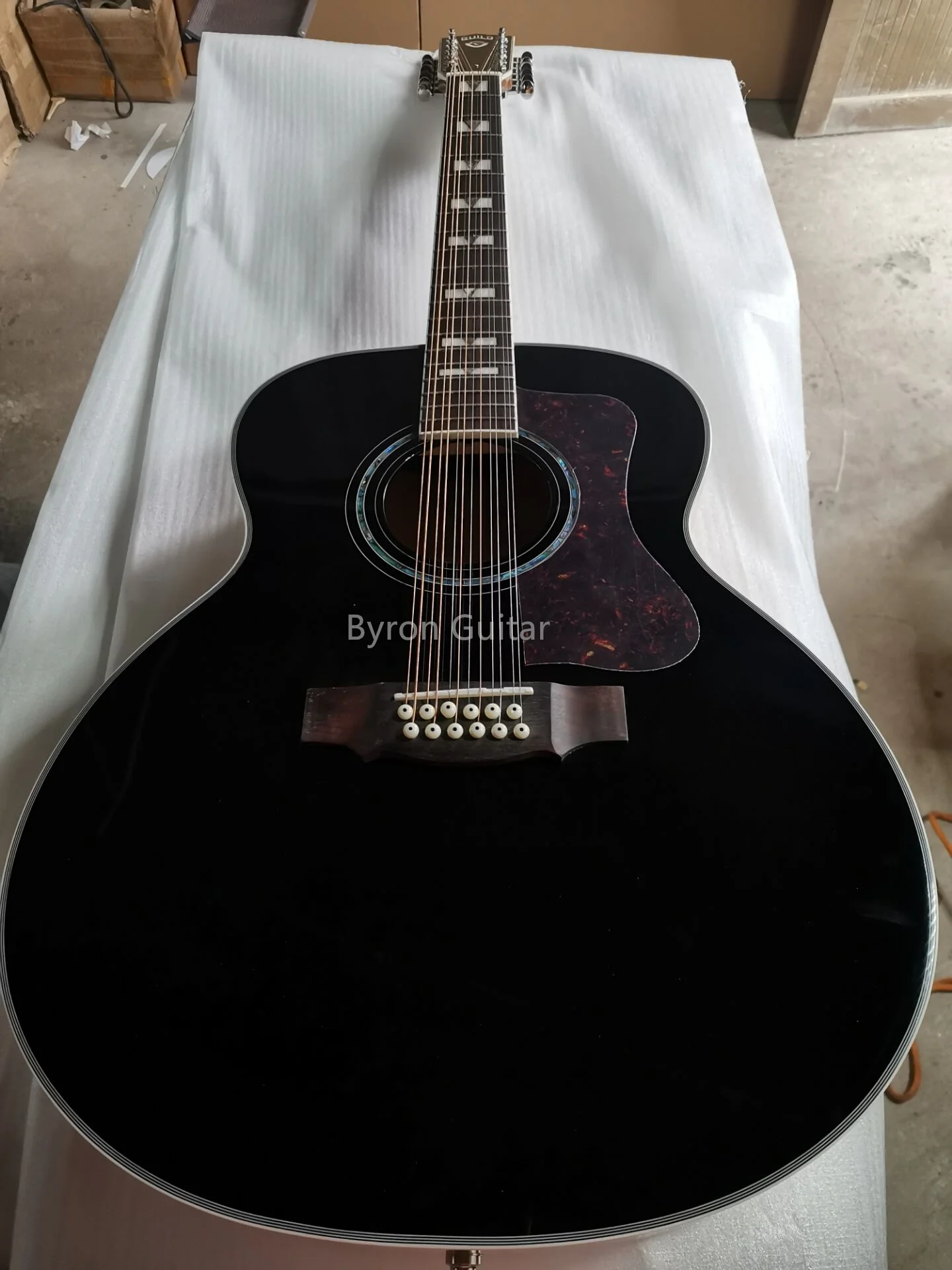 Jumbo  BLACK 12 strings guitar with pickups  acoustic Guitar, Solid 12 strings custom flame maple guitar