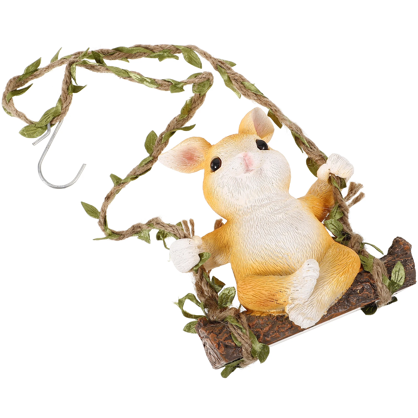 

Cute Resin Rabbit Swing Pendant Garden Decoration Durable Hanging Craft Unique Tree Yard Ornament Swing Rabbit Statue