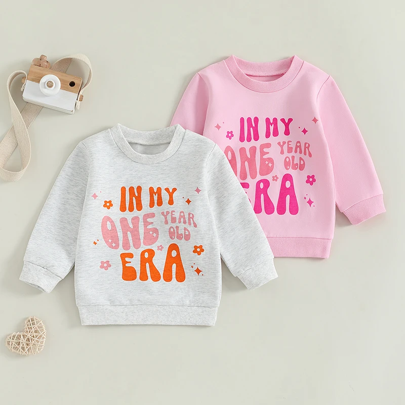 First Birthday Baby Girl Outfit in My One Year Old Era Sweatshirt Fall Long Sleeve Shirt 1St Birthday Girl Clothes