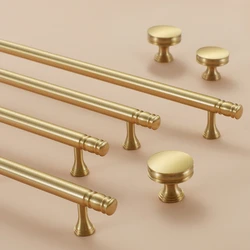 Solid Brass Wardrobe Handle Nordic Chrome-plated Gold Drawer Knob Cabinet Door Handle Kitchen Cabinet Long Handles
