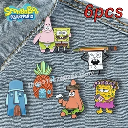 Alfileres de esmalte de Bob Esponja para niños, insignia de broche de solapa, decoración de mochila de camisa de dibujos animados de Anime, regalo de joyería Kawaii