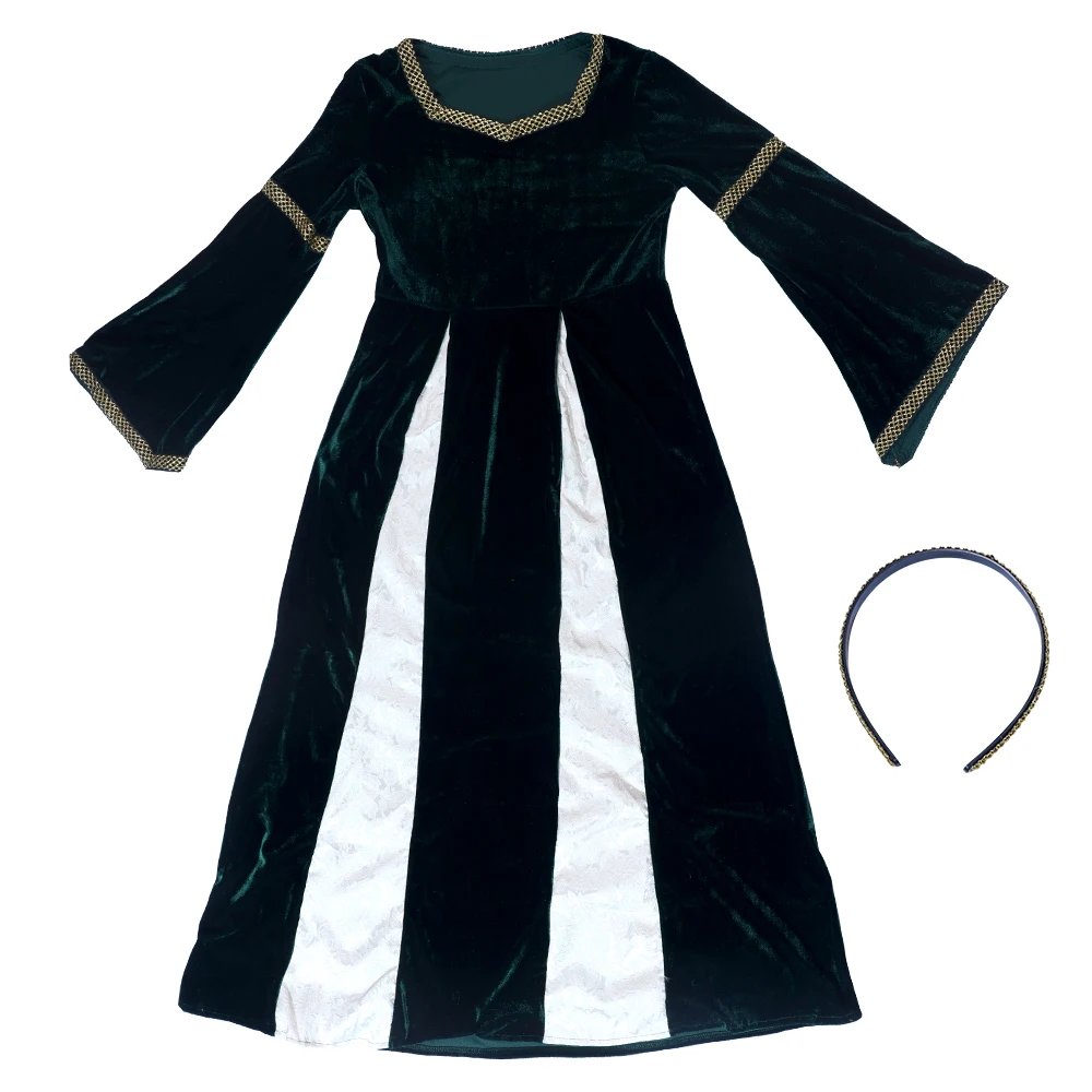 Medieval Renaissance Style Velvet Dress for Girls Stage Costumes for Musicals Palace Style Holiday Party Costumes - view 5