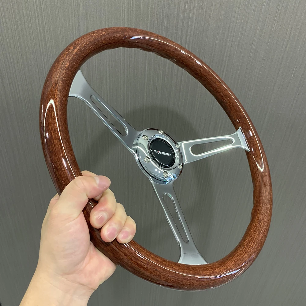 15 Inch 380MM Universal Steering wheel Classic solid Wood Vintage Car Steering wheel