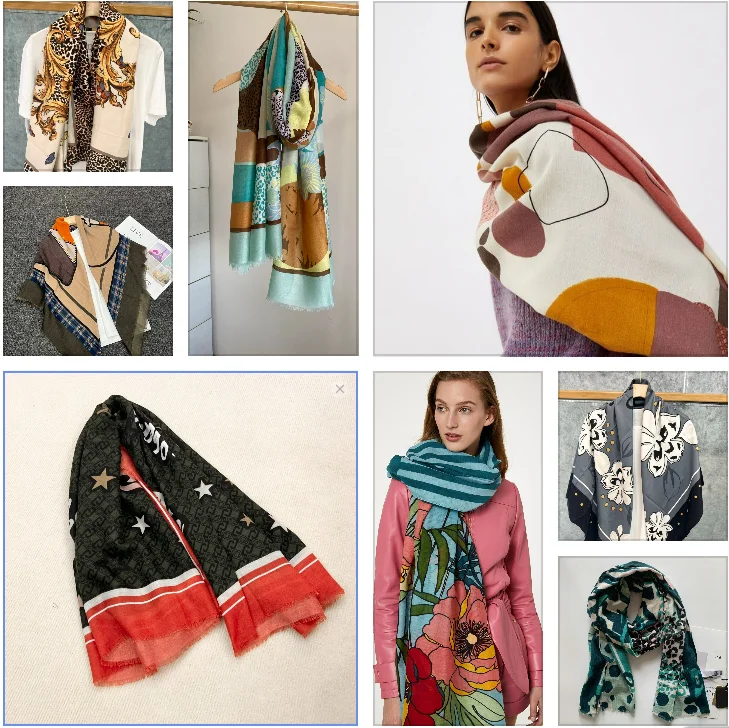New Italian fashion for foreign trade, exquisite and versatile multi-color floral printed comfortable long shawl scarf