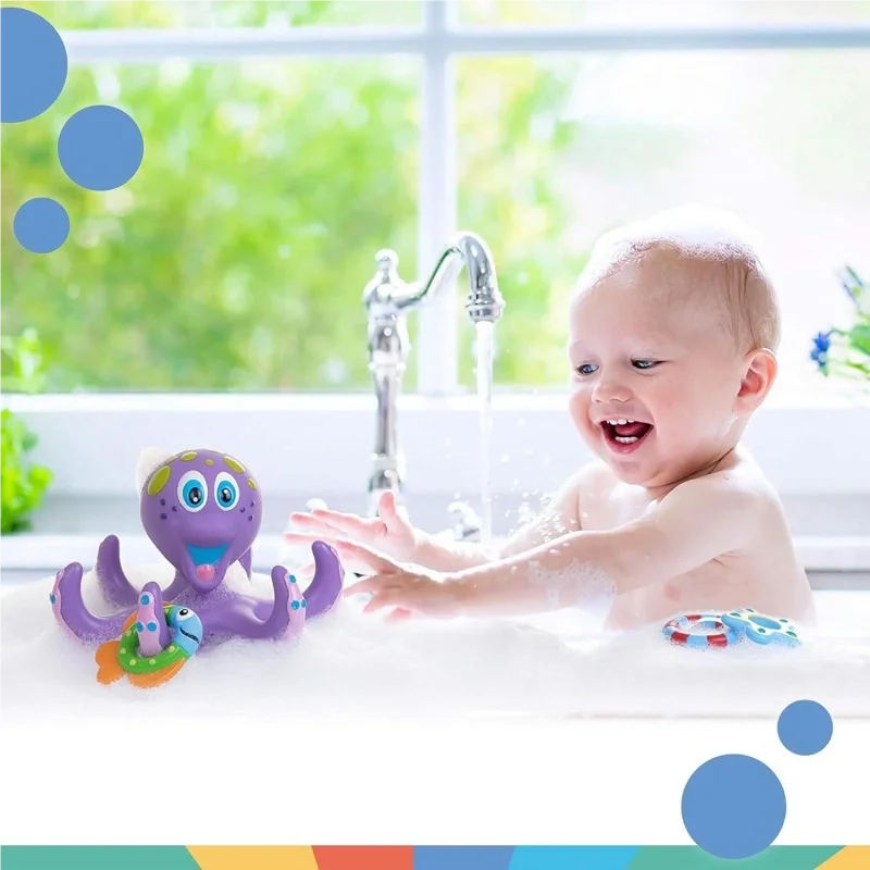 Baby Bath Toys Play Water Toys Funny Floating Ring Toss Game Bathtub Bathing Pool Education Toy for Kids Baby Children Gift Fish