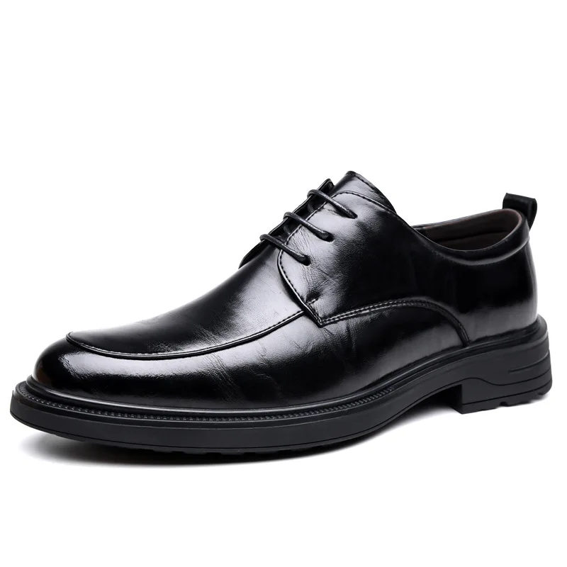 

New Designer Black Lace Dress Shoes for Men Fashion Business Casual Shoes Male British Style Office Leather Shoe Man