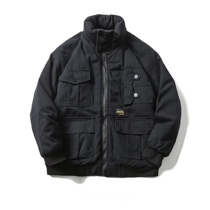

from Retro Streetwear Multi-ket Workwear Waed Jaet Sle Cotton Coat Warm Couple Loose Fit Youthful Casual