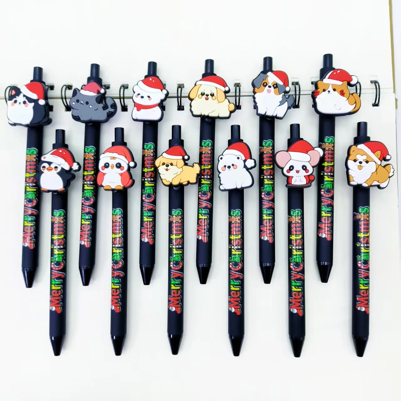 5 قطع/10 قطع قلم طباعة رقعة على شكل حيوان عيد الميلاد، قرطاسية هدايا العيد، قلم محايد قابل للتمدد #1