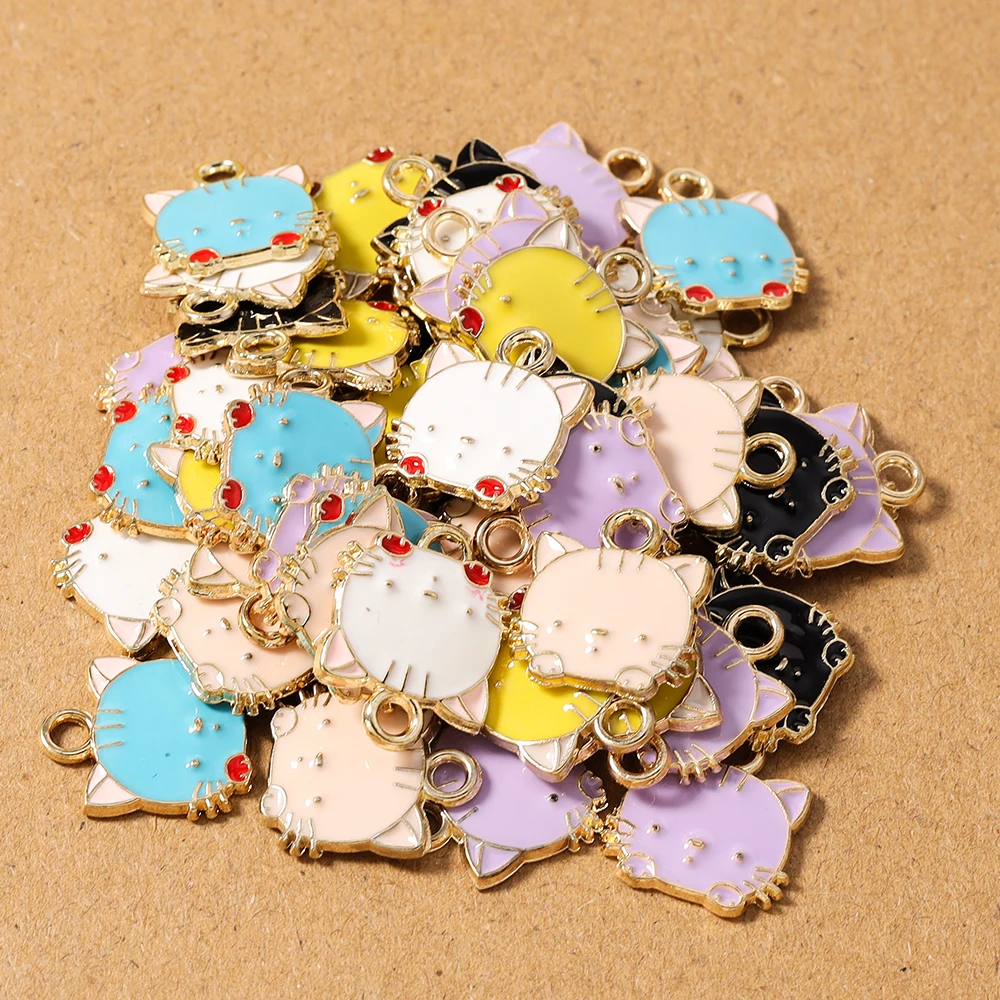 

10pcs Cute Enamel Animal Cat Charms Pendants for Jewelry Making Necklace Earrings Bracelet DIY Handmade Accessories Supplies