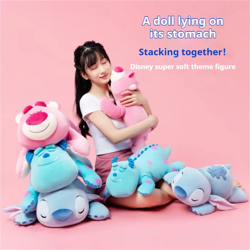 Miniso D isney Plush Doll Stitch Strawberry Bear Sullivan Doll Lies Series Soft Plush Animals Kawaii Room Decorated with Cute