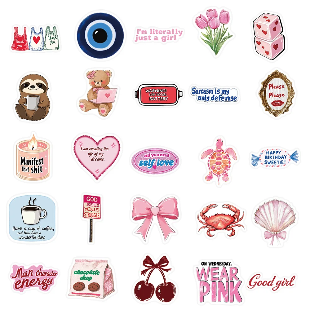 50 Stück Inspirierende Mädchen-Aufkleber Persönliche Kreative Trendige DIY Dekorative Sticker für Scrapbook und Gepäck Beliebte Abziehbilder – Detail 2