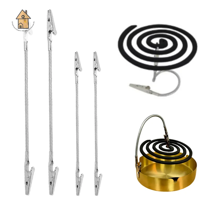 

Portable Mosquito Coil Clip Double-Headed Alligator Clip Mosquito Coil Extra Long Metal Thread Coil Holder Clip Stainless Steel