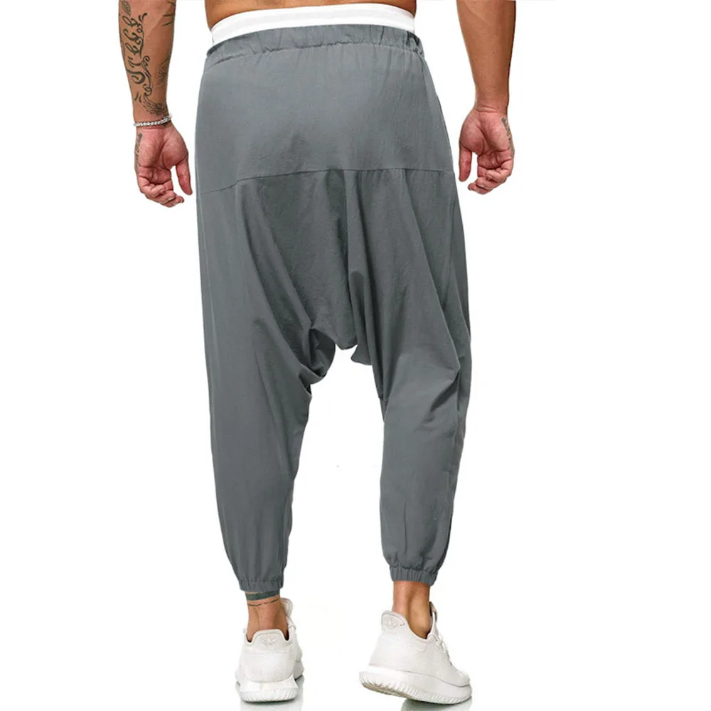 Men\'s Harem Pants Drop Crotch Japanese Streetwear Individualized Design Track Pants Ankle Length Casual Oversized Pants