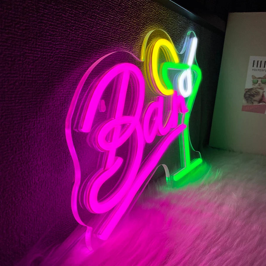 لافتة نيون بار لديكور الحائط، ضوء نيون LED لديكور بار البيرة، حانة منزلية، كهف رجل، حفلة الفندق، المتاجر، المطعم، يعمل بمنفذ USB #4