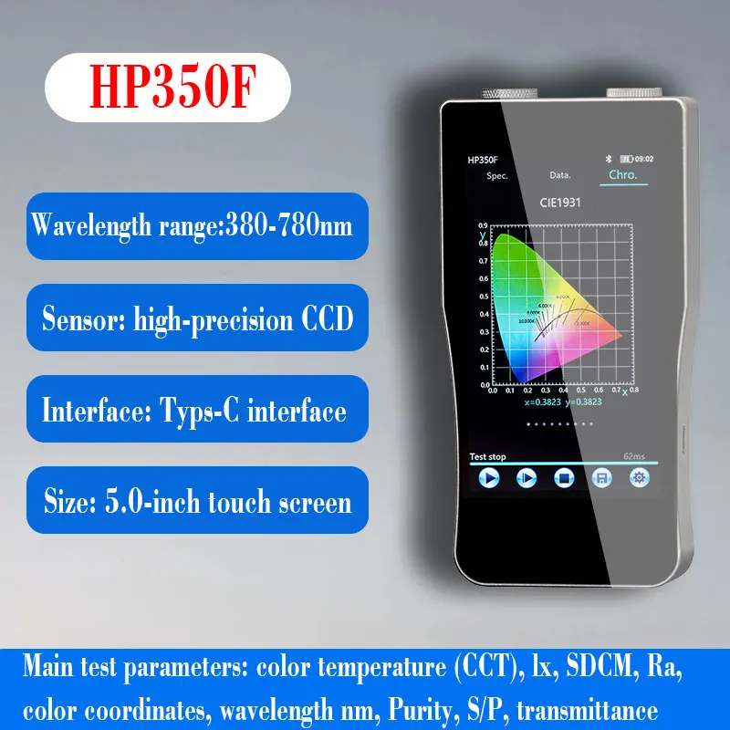 Portable light source flicker spectrometer stroboscope Spectroradiometer HP350F Flash Spectrum Tester