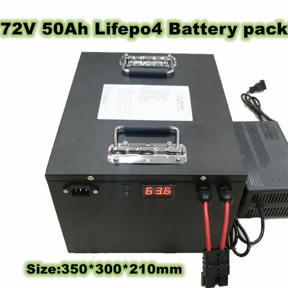 Rechargeable 72V 50Ah LiFePo4 Battery Pack Steel Case Built-in BMS For Electric Motorboat Golf Cart Energy Storage