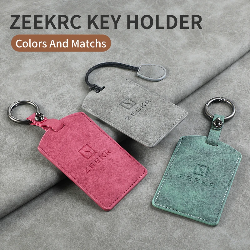 Suede Car NFC Card Key Case Cover Key Bag Shell Holder Protection Keychain For ZEEKR 001 Smart Remote Keyless Stying Accessories