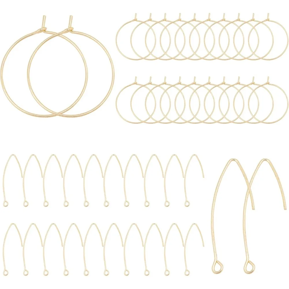 

1 Box 40Pcs 20 Pairs 18K Gold Plated Earring Hooks for Jewelry Making Ear Wires Brass Earring Hooks and Hoop Earrings Making