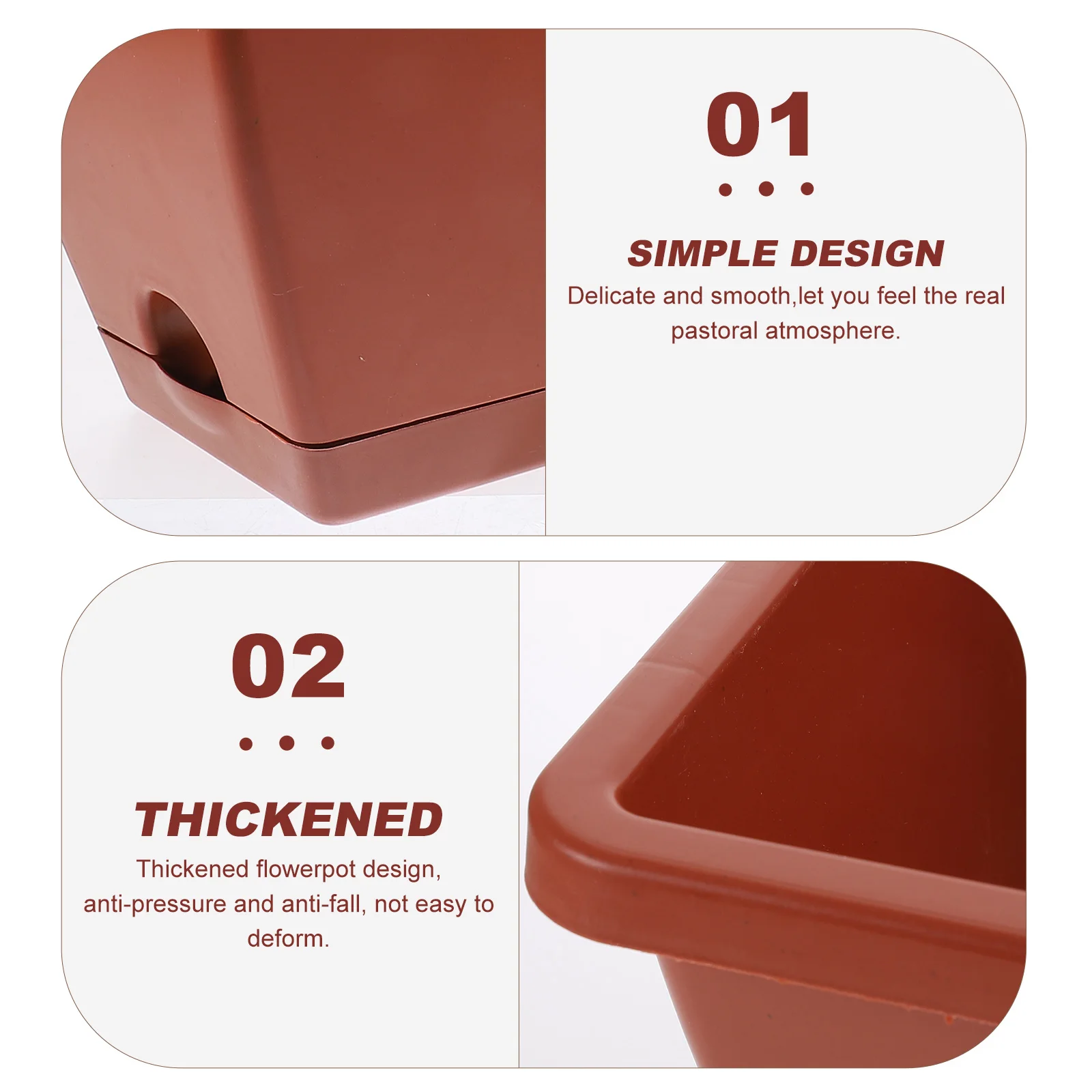 

3pcs Rectangular Planting Trough Large Size Thickened Design Balcony Flower Pot Plastic Planter Garden Decorations Vegetable