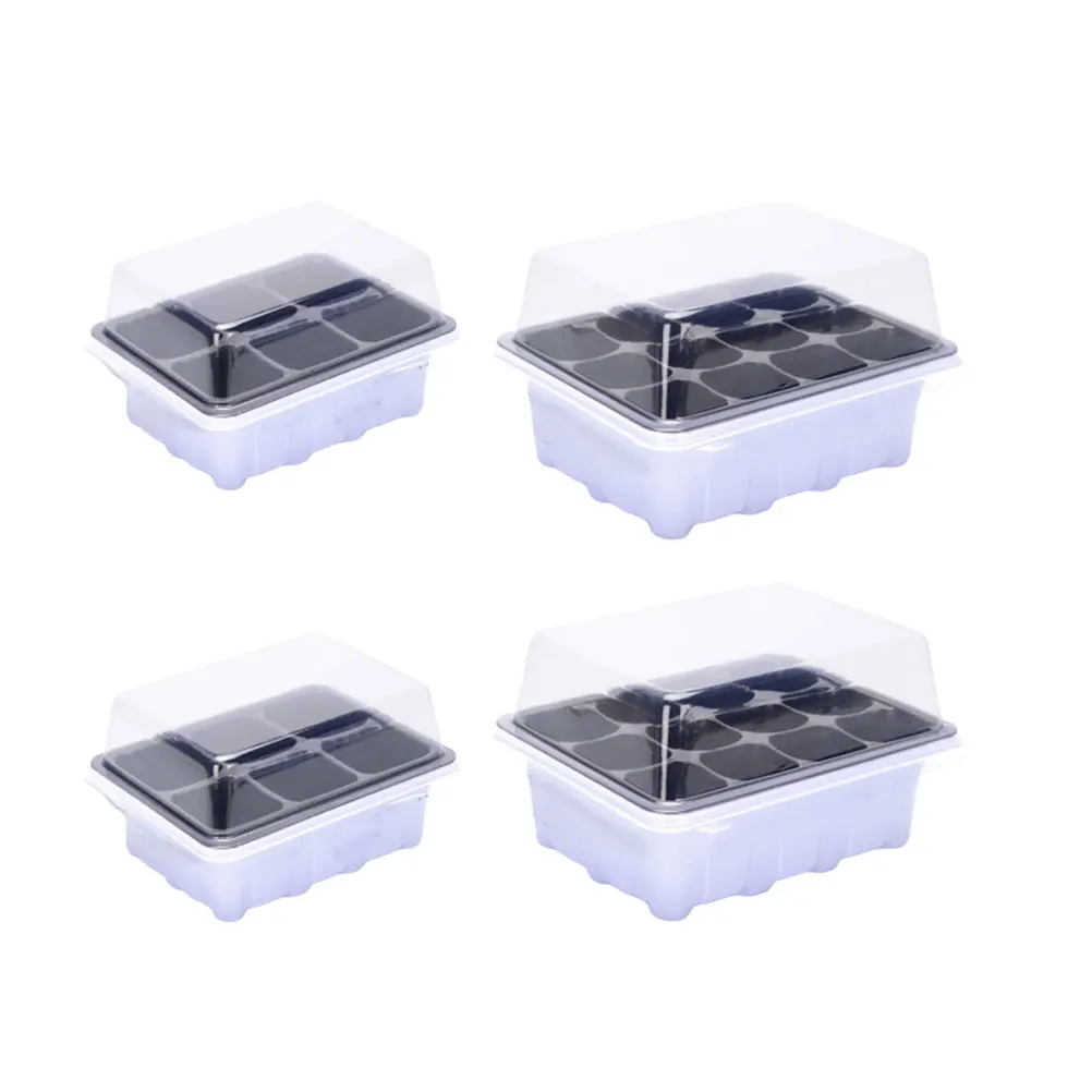 

4 Pcs Seedling Box Set Plastic Sprouter Tray Garden Growing Container Gardener Succulents Lightweight Durable Transparent Lid