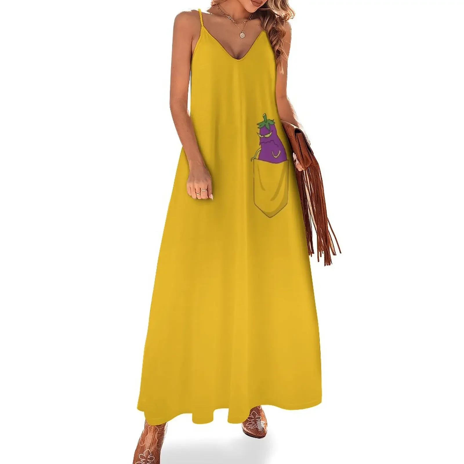

Evil Eggplant in Pocket Sleeveless Dress elegant and pretty women's dresses evening dress woman Dresses long sleeve dress