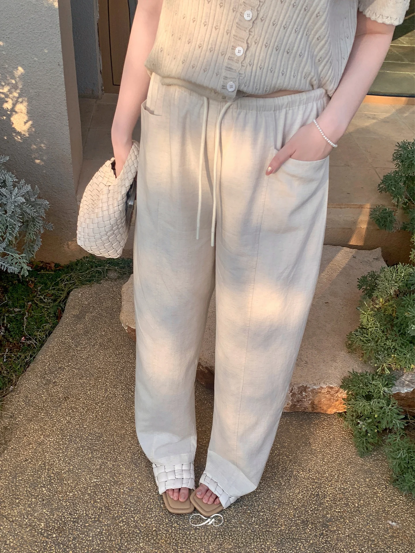 

New Arrival plus Size Women's Wide Leg Pants Straight Cut Linen High Breathability Casual Style Spring Season Ladies