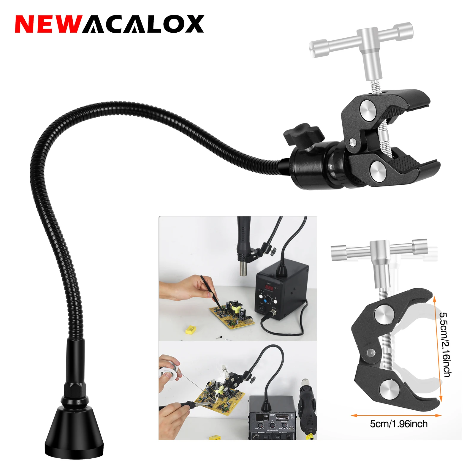 

NEWACALOX Magnetic Third Helping Hand PCB Board Fixture Clips Heat Gun Bracket Hot Air Gun Stand Soldering Third Hand Tool