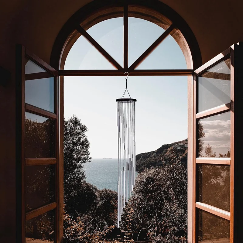 EDT-Wind Chime, Garden Chime 18 Silver Metal Tubes And Hooks For Patio Outdoor Decoration Home Decoration Durable Easy To Use