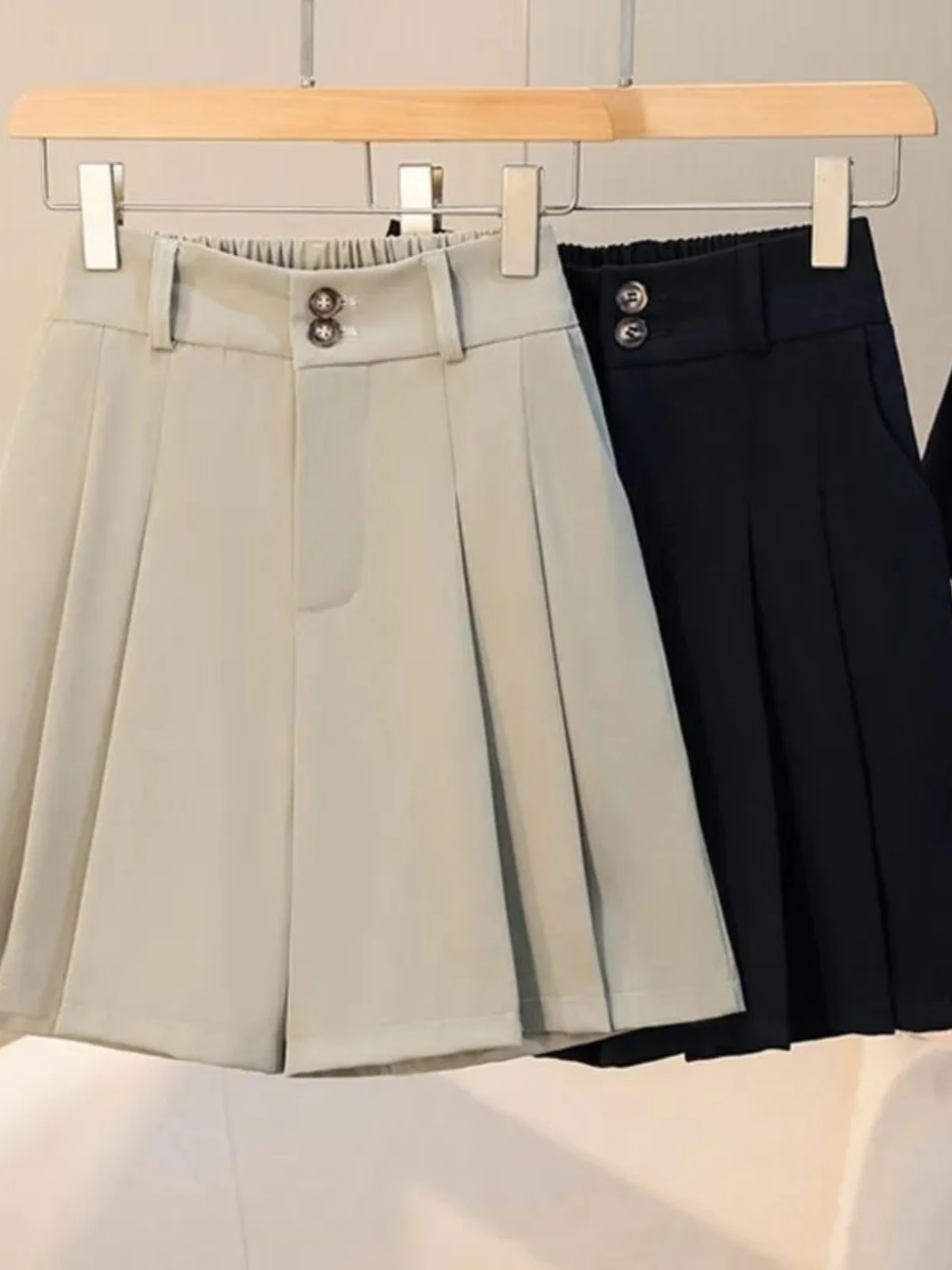 

High Waist Wide Leg Pants Casual A-Line Suit Shorts Women's Fashion Summer Trendy Versatile High Waist Five-Quarter Length
