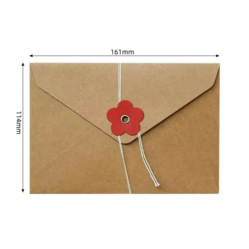 5pcs Solid Love Flower Envelopes 200gsm Paper Envelopes with String Buttons DIY Wedding Party Invitation Cards Cover Gift Wrap
