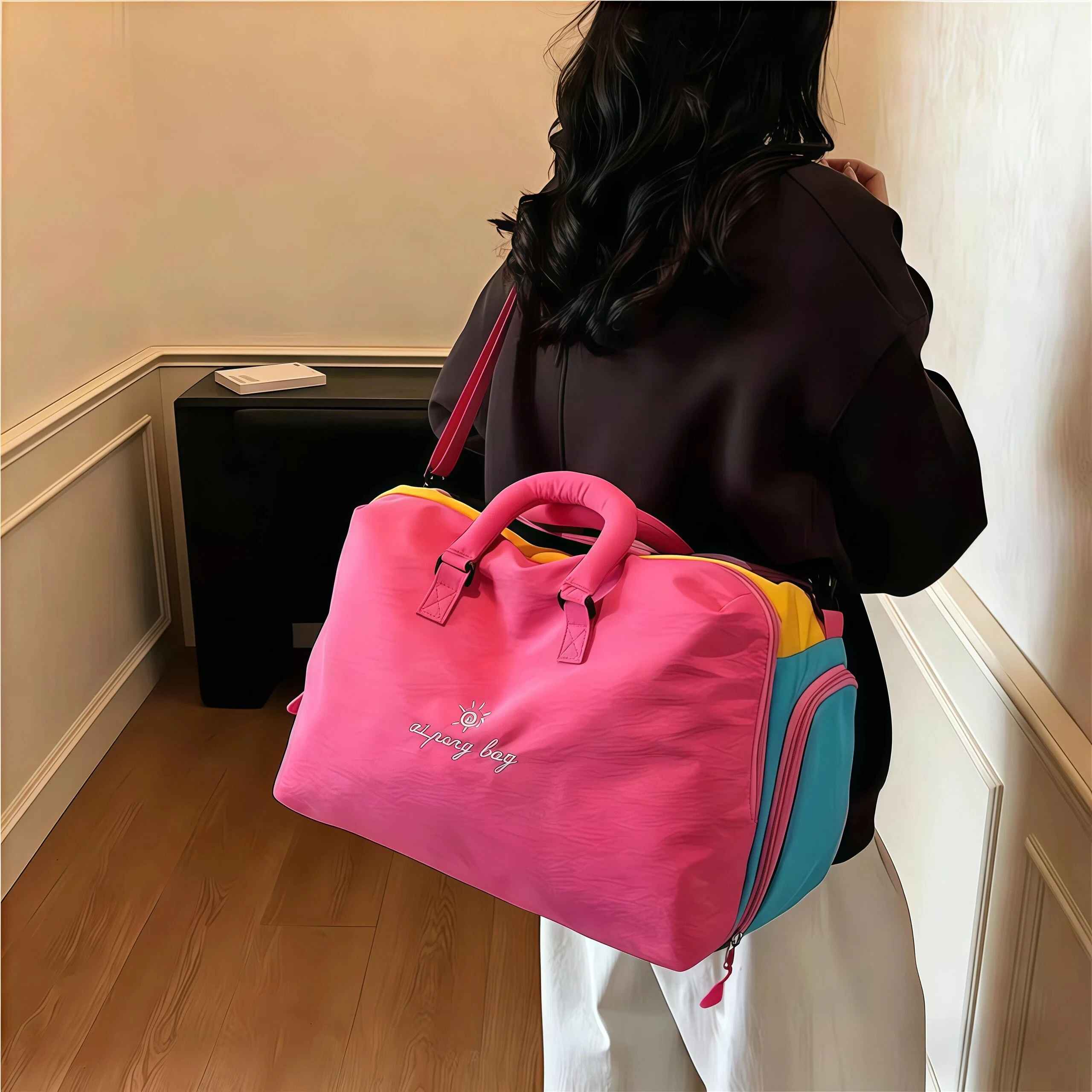 2026-new-handheld-luggage-bag-high-aesthetic-carry-on-bag-lightweight-female-large-capacity-independent-shoe-compartment