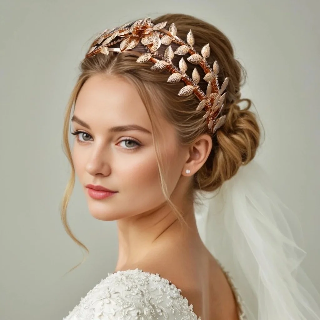 Elegant Bridal Rhinestone Hair Band Glod Wedding Bride Headpiece Woman Dress Flower Headband Wedding Accessories HP594