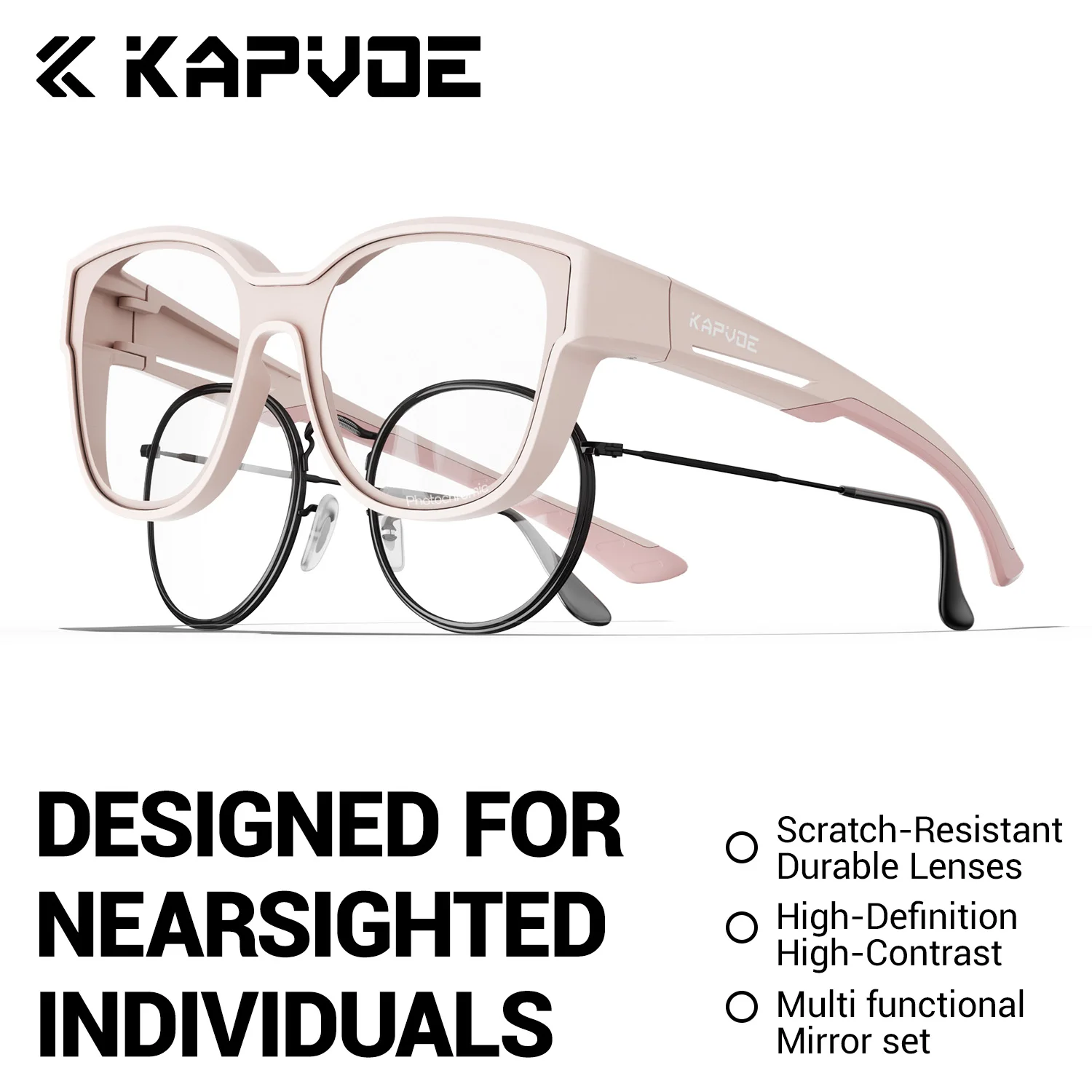 KAPVOE Over-Glasses Outdoor Sports Sunglasses Suitable Wear Over Prescription Glasses Ideal Cycling Driving Running Sunglasses