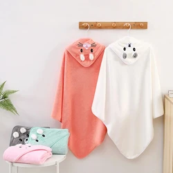 Cartoon Baby Bath Towels Warm Coral Velvet Hooded Towel Soft Absorbent Blanket Cute Baby Bathrobe Newborn Girl Boy Wrap Blanket