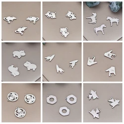 3pcs Stainless Steel Charms Mouse Hippo Howling Wolf Skates Shoes Skull Pendant DIY Jewelry Making Earrings Necklace Bracelet