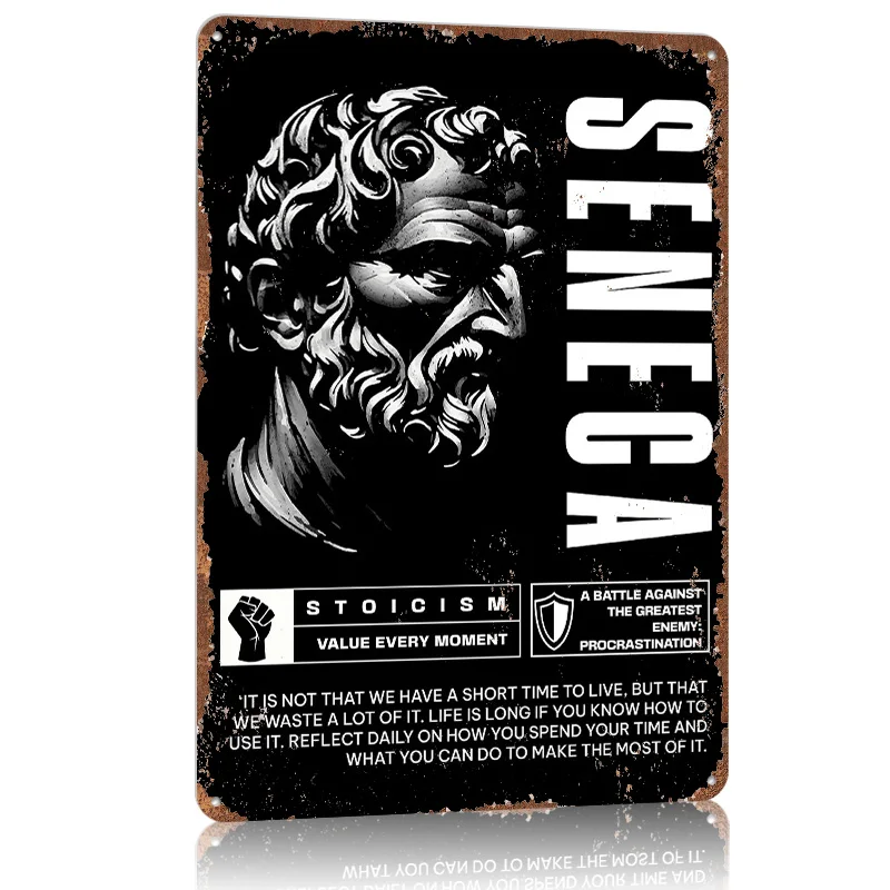 Seneca Stoic Quote 3 Metal Poster Tin Sign Wall Art Vintage Decor Customizable Metal Signs for Home Decoration Bar Accessories