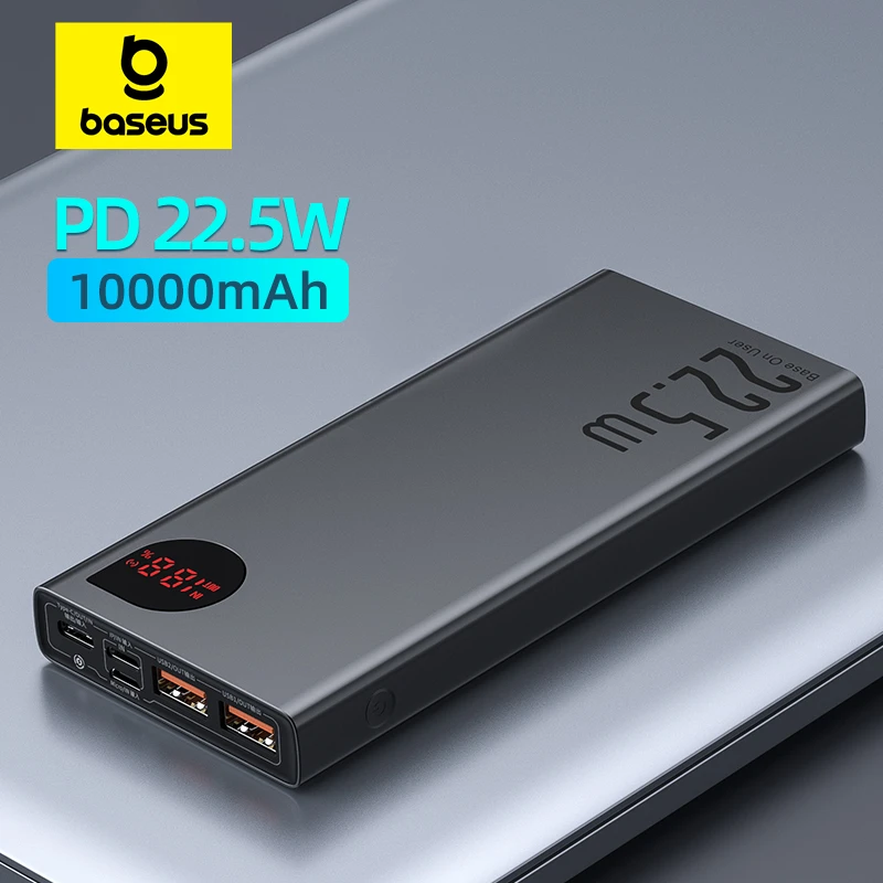 Baseus Power Bank 10000 mAh mit 22,5 W PD Schnellladung Powerbank Tragbares Ladegerät für iPhone 16 15 14 13 Pro Max Xiaomi